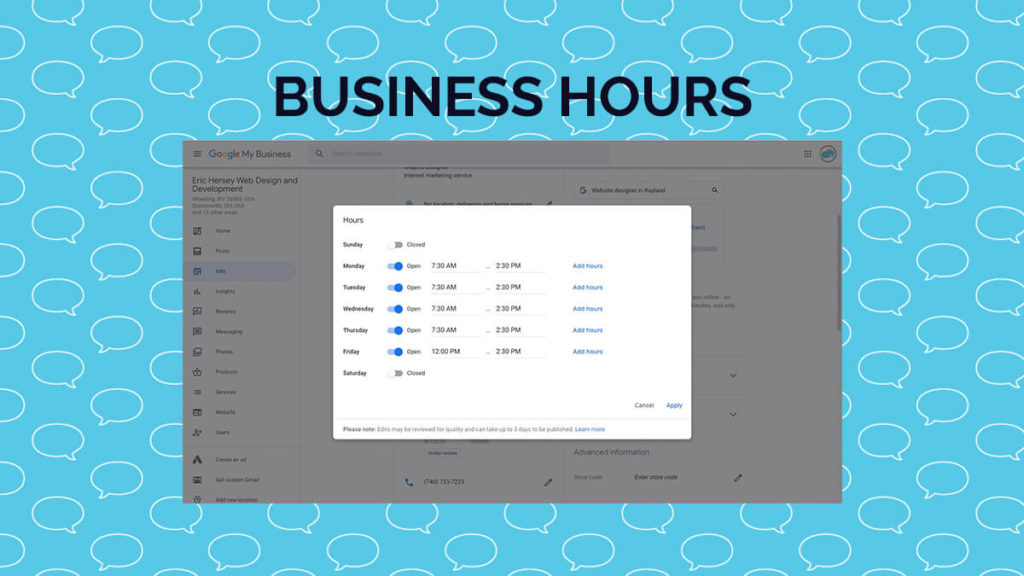 Business Hours in Google My Business