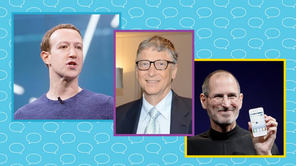 Mark Zuckerberg, Bill Gates, Steve Jobs