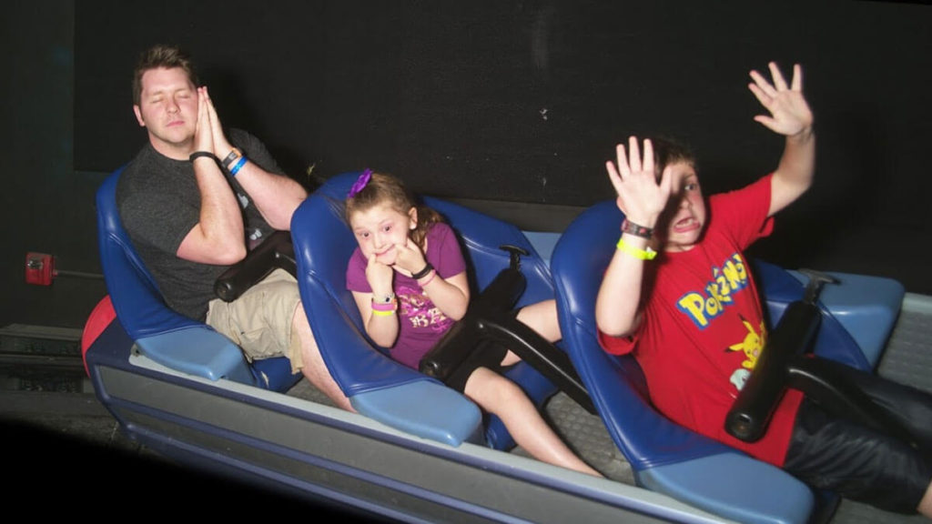 Eric Hersey and Kids Acting Silly on Space Mountain