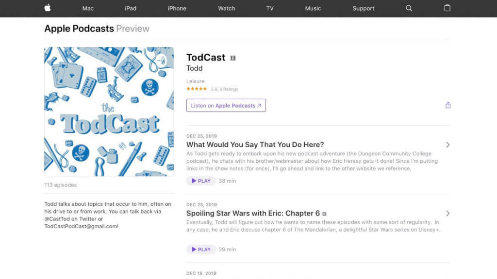 TodCast Podcast iTunes Screenshot