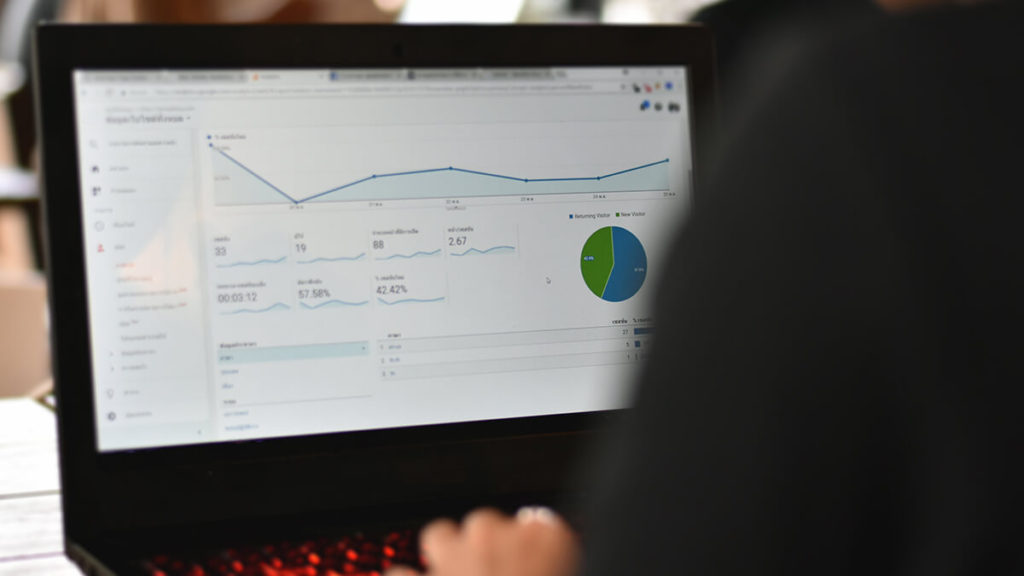 Looking at Google Analytics on a computer screen