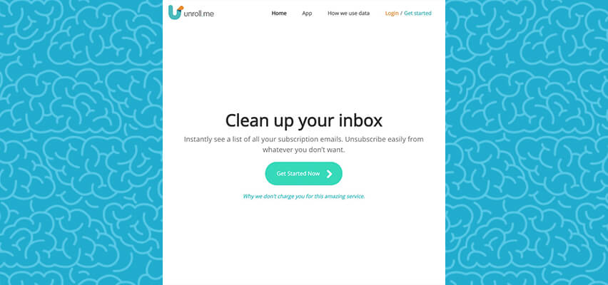 Clean Up You Inbox with Unroll.me homepage screenshot