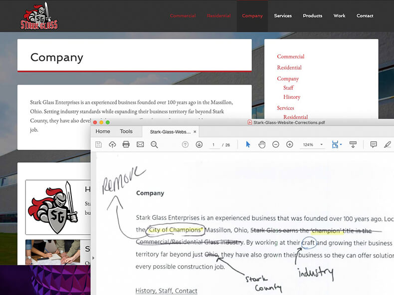 Stark Glass Website Updates and Edits