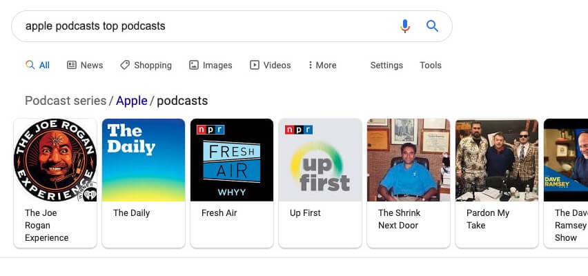 Apple Podcasts Top Podcasts Screenshot