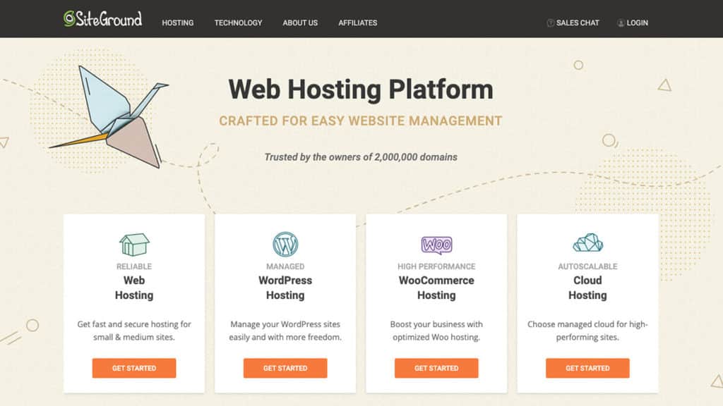 Siteground website hosting homepage