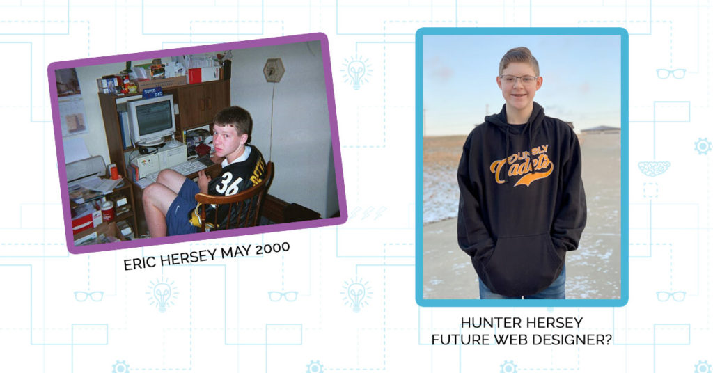 Eric Hersey in 2000, Hunter Hersey in 2020 - Web Designer in High School